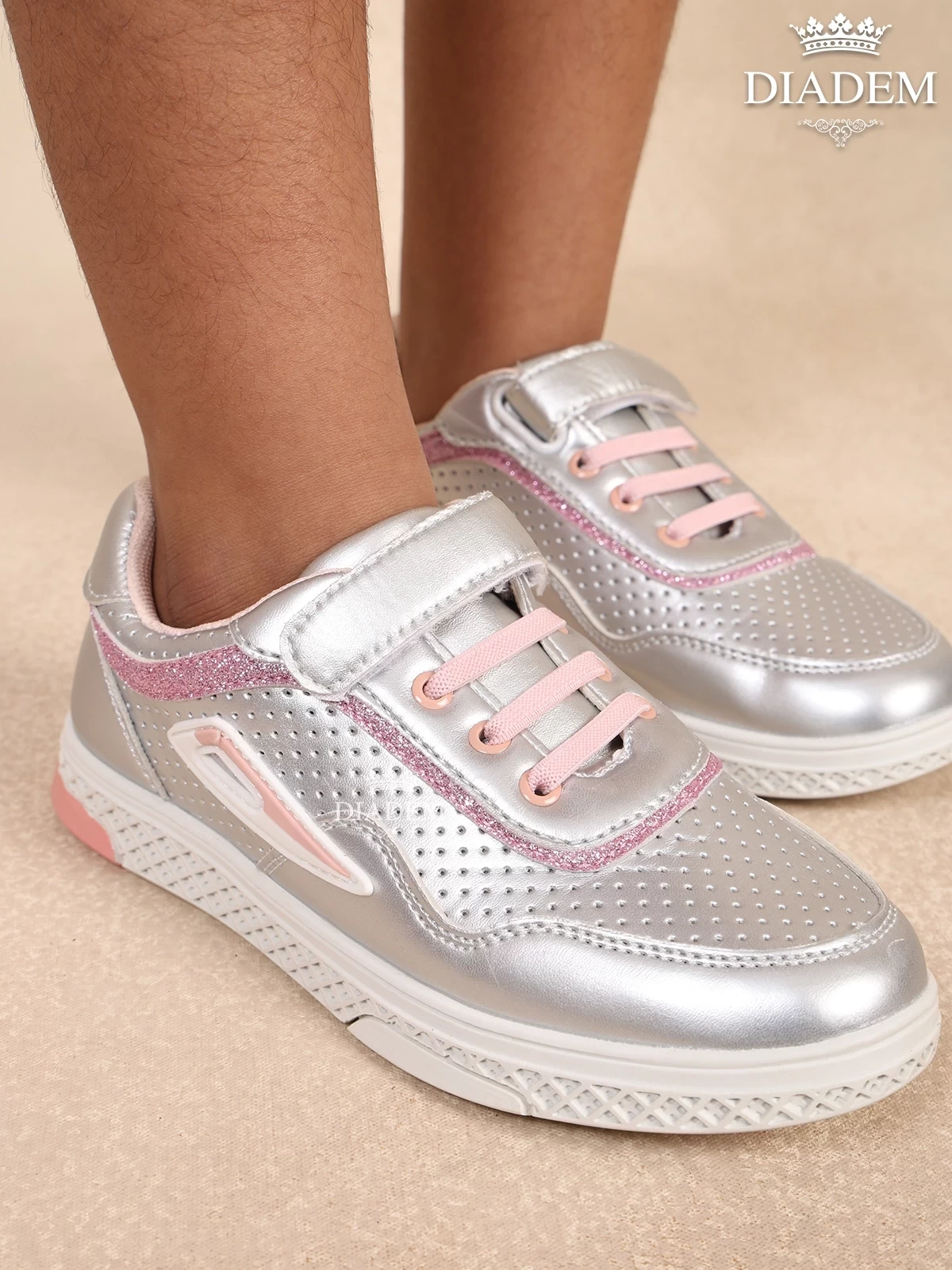 Fancy Silver Sneakers For Girls