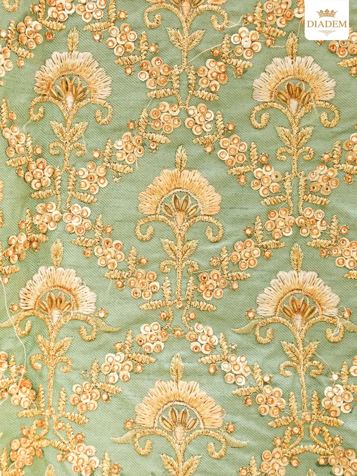 Light Green Raw Silk Semi Stitched Embroidered Bridal Lehenga With Dupatta