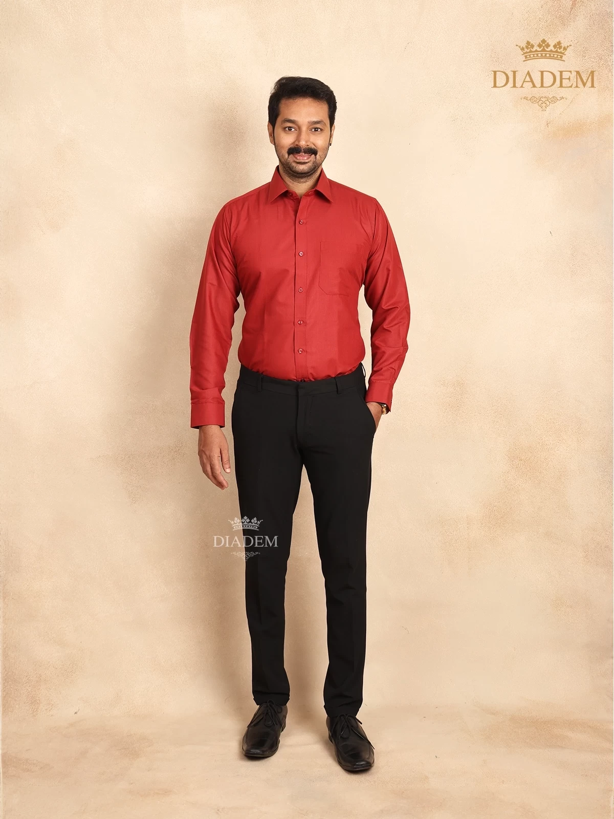 Solid Red Full Sleeves Cotton Shirt