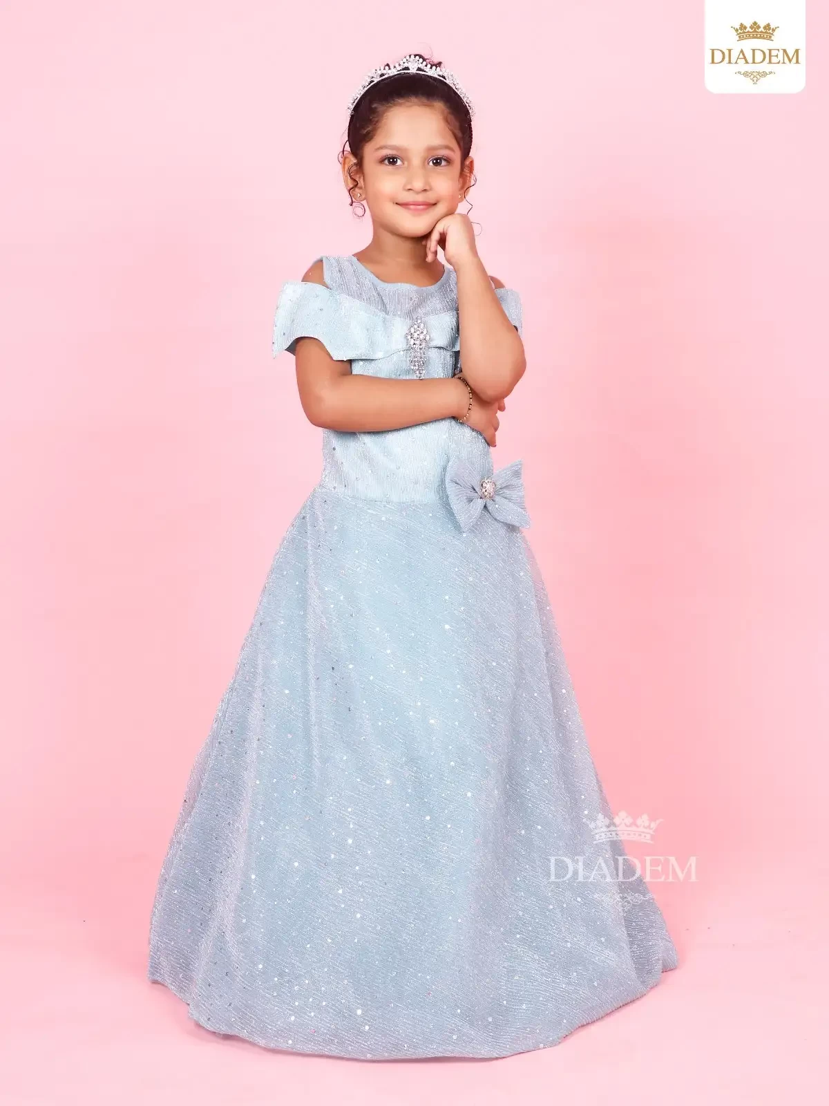 Light Blue Gown With Attached Bow