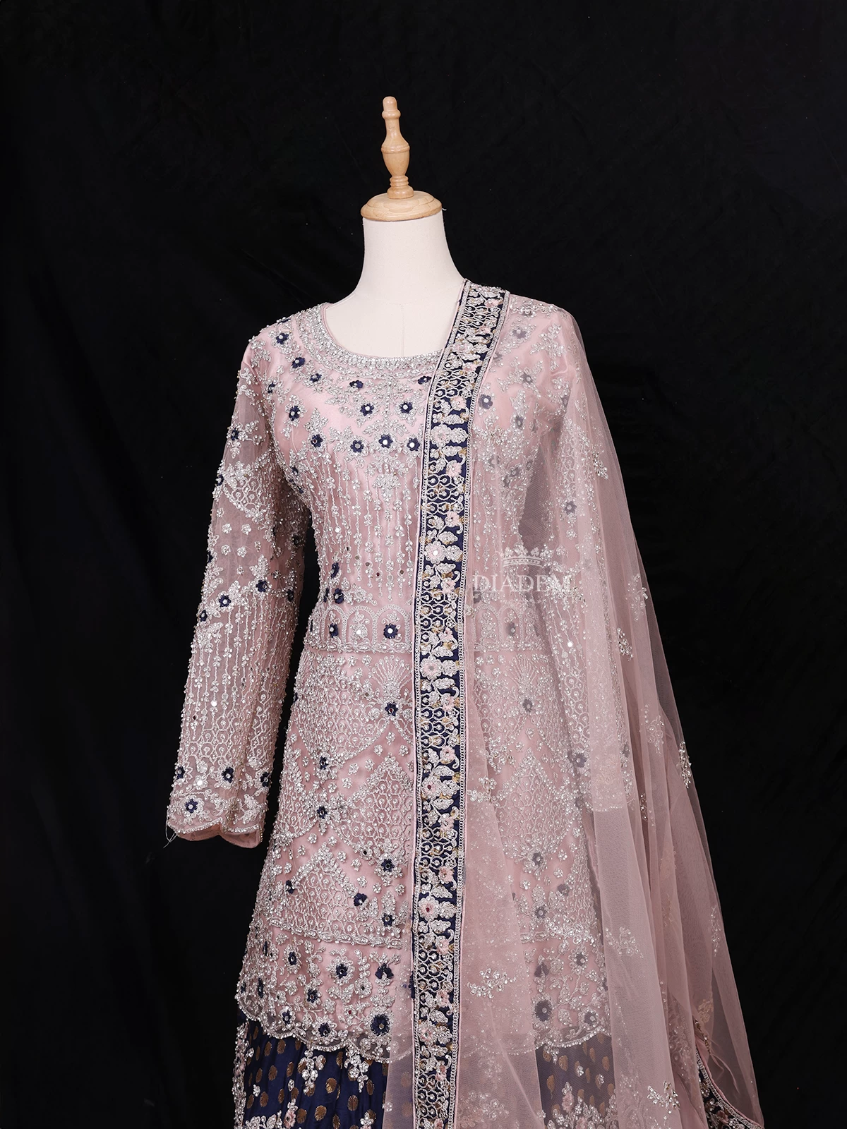 Pink Party Wear Lehenga Embellished With Sequins And Stones Designs Paired With Dupatta