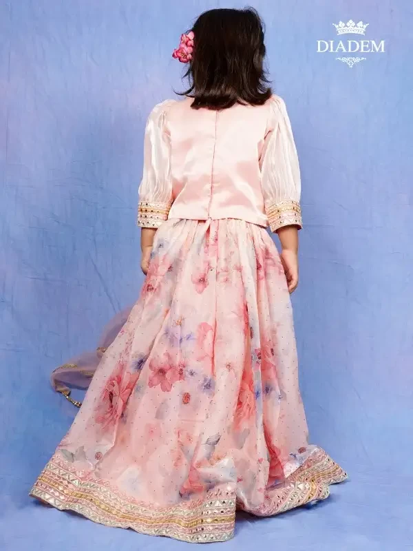 Light Pink Lehenga Embellished In Prints And Embroidery With Dupatta