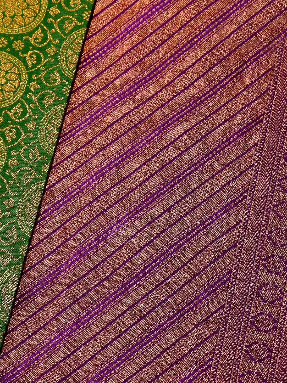 Leaf Green Pure Kanchipuram Silk Saree With Zari Brocade On The Body And Design Motifs Zari Border